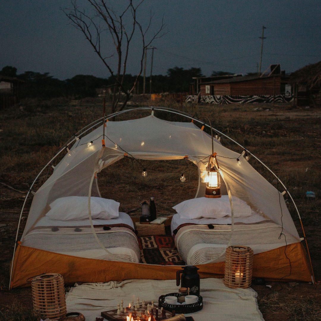 Enjoy camping at various locations in one of our beautiful set ups